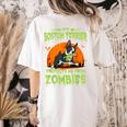 Boston Terrier Halloween Zombie American Gentleman Dog Lover Women's Comfort Colors T-Shirt Back Print Ivory