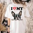 Boston Terrier I Heart My Dog Dog Lover Women's Comfort Colors T-Shirt Back Print Ivory