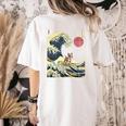 Boston Terrier Japanese Kanagawa Wave Surf Dog Women's Comfort Colors T-Shirt Back Print Ivory