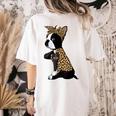 Boston Terrier Lover I Love Mom Tattoo Leopard Women's Comfort Colors T-Shirt Back Print Ivory