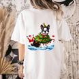Boston Terrier Merry Christmas Tree Lights Dog X-Mas Dogs Women's Comfort Colors T-Shirt Back Print Ivory