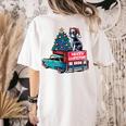 Boston Terrier Merry Christmas Tree Truck Santa Dog X-Mas Women's Comfort Colors T-Shirt Back Print Ivory