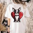 Boston Terrier Mom Dad Bostie Dog Lover Valentines Day Women's Comfort Colors T-Shirt Back Print Ivory
