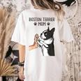 Boston Terrier Mom Dogs Mum Woman Women's Comfort Colors T-Shirt Back Print Ivory