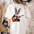 Boston Terrier Playing Guitar Boston Terrier Women's Comfort Colors T-Shirt Back Print Ivory
