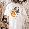 Boston Terrier Pumpkin Jack O Lantern Halloween Women's Comfort Colors T-Shirt Back Print Ivory
