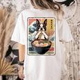 Boston Terrier Ramen Noodles Japanese Art Retro Ocean Waves Women's Comfort Colors T-Shirt Back Print Ivory