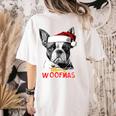 Boston Terrier Santa Claus Hat Merry Christmas Dog X-Mas Women's Comfort Colors T-Shirt Back Print Ivory
