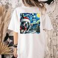 Boston Terrier Santa Starry Night Van Gogh Christmas Dog Men Women Kids Women's Comfort Colors T-Shirt Back Print Ivory