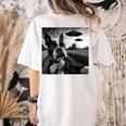 Boston Terrier Graphic Selfie With UFOs Weird Aliens Women's Comfort Colors T-Shirt Back Print Ivory