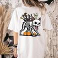 Boston Terrier Skeleton Mummy Witch Halloween Women's Comfort Colors T-Shirt Back Print Ivory