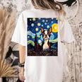 Boston Terrier Starry Night Van Gogh Art Women's Comfort Colors T-Shirt Back Print Ivory