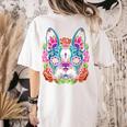 Boston Terrier Sugar Skull Dog Day Of The Dead Women's Comfort Colors T-Shirt Back Print Ivory