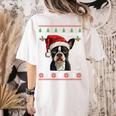 Boston Terrier Ugly Christmas Sweater Xmas For Adults Kids Women's Comfort Colors T-Shirt Back Print Ivory