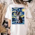 Boston Terrier Van Gogh Starry Night Women's Comfort Colors T-Shirt Back Print Ivory