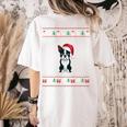 Boston Terrier Wearing Santa Hat Ugly Xmas Dog Lovers Women's Comfort Colors T-Shirt Back Print Ivory