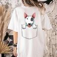 Bull Terrier Pocket Bull Terrier Peeking Out Pocket Women's Comfort Colors T-Shirt Back Print Ivory
