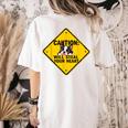 Caution Sign Boston Terrier Dog Bostie Puppy Women's Comfort Colors T-Shirt Back Print Ivory