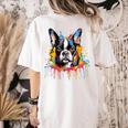 Colorful Boston Terrier Dog For Men Women Kids Women's Comfort Colors T-Shirt Back Print Ivory