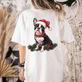 Cute Boston Terrier Dog Christmas Merry X-Mas Graphic Women's Comfort Colors T-Shirt Back Print Ivory