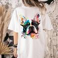 Cute Boston Terrier Puppy Dog Art Lover Unique Painting For Men Women Kids Women's Comfort Colors T-Shirt Back Print Ivory