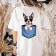 Cute Pocket Boston Terrier Lover Dog Mom Women's Comfort Colors T-Shirt Back Print Ivory