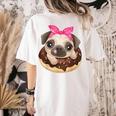 Cute Pug Shirt Donut Girls Dog Women's Comfort Colors T-Shirt Back Print Ivory