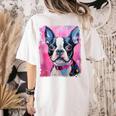 Dog Pink Boston Terrier Women's Comfort Colors T-Shirt Back Print Ivory