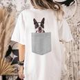 Dog In Your Pocket Boston Terrier For Men Women Girls Kids Women's Comfort Colors T-Shirt Back Print Ivory