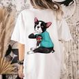 Father's Day Gift Dog Dad Boston Terrier i Love Dad Tattoo Women's Comfort Colors T-Shirt Back Print Ivory