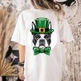 Green Boston Terrier Shamrock St Patricks Day Boston Terrier Women's Comfort Colors T-Shirt Back Print Ivory