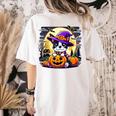 Halloween Boston Terrier Dog Breed With Jack O' Lantern Art Women's Comfort Colors T-Shirt Back Print Ivory
