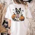 Halloween Boston Terrier Ghost Women's Comfort Colors T-Shirt Back Print Ivory