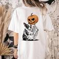 Halloween Skeleton Boston Terrier Women's Comfort Colors T-Shirt Back Print Ivory