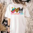 Peace Love Boston Terrier Tie Dye Dog Lover For Men Women Girls Kids Women's Comfort Colors T-Shirt Back Print Ivory