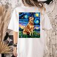 Red Heeler Starry Night Cattle Dog Colorful Art By Aja For Men Women Girls Kids Women's Comfort Colors T-Shirt Back Print Ivory