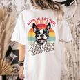 Retro Life Is Better With Boston Terrier Mom Dog Lover Women's Comfort Colors T-Shirt Back Print Ivory