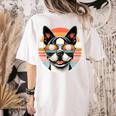 Retro Sunset Sunglasses Boston Terrier Boston Bull Bostie Women's Comfort Colors T-Shirt Back Print Ivory