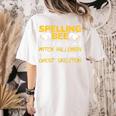 Spelling Bee Costume For a Halloween Teacher Pun Women Women&#x27;s Comfort Colors T-Shirt Back Print Ivory