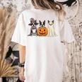 Spooky Ghost Boston Terrier Pumpkin Halloween Dog Lover Women's Comfort Colors T-Shirt Back Print Ivory