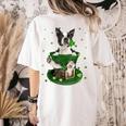St Patrick's Day Leprechaun Boston Terrier Dog Shamrock For Men Women Kids Women's Comfort Colors T-Shirt Back Print Ivory