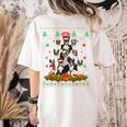 Ugly Sweater Christmas Tree Boston Terrier Dog Xmas Pajama Women's Comfort Colors T-Shirt Back Print Ivory