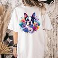 Watercolor Floral Boston Terrier Mama Dog Lover Mother's Day Women's Comfort Colors T-Shirt Back Print Ivory