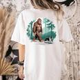 Whimsical Forest Adventures Sasquatch Bigfoot Walking Boston Terrier Dog Lovers Women's Comfort Colors T-Shirt Back Print Ivory