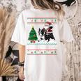 Xmas Tree Lighting Santa Riding Boston Terrier Christmas Women's Comfort Colors T-Shirt Back Print Ivory