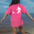 Bigfoot Walking With Bull Terrier Dog Women's Comfort Colors T-Shirt Back Print Crunchberry