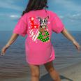 Boston Terrier Christmas Tree Lights Santa Dog Xmas For Men Women Kids Women's Comfort Colors T-Shirt Back Print Crunchberry