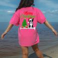 Boston Terrier Christmas Tree Lights Xmas Dog Lover Women's Comfort Colors T-Shirt Back Print Crunchberry