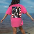 Boston Terrier Dog American Flag 4th Of July Patriotic Puppy Women's Comfort Colors T-Shirt Back Print Crunchberry