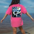 Boston Terrier Dog Art Van Gogh Starry Night Boston Terrier Women's Comfort Colors T-Shirt Back Print Crunchberry